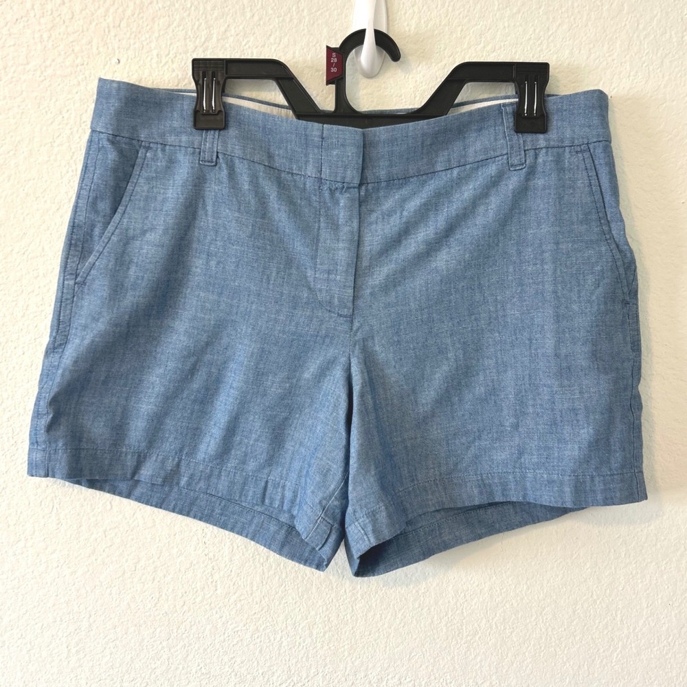 J.Crew‎ Womens Blue Cotton Chambray Chino Shorts Size 12 Light Wash Preppy